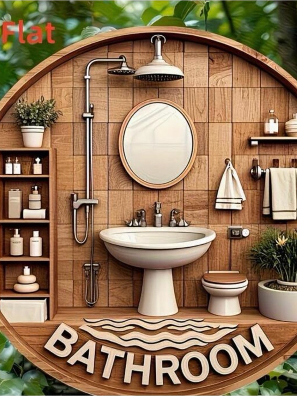 2D Flat bathroom sign wall art